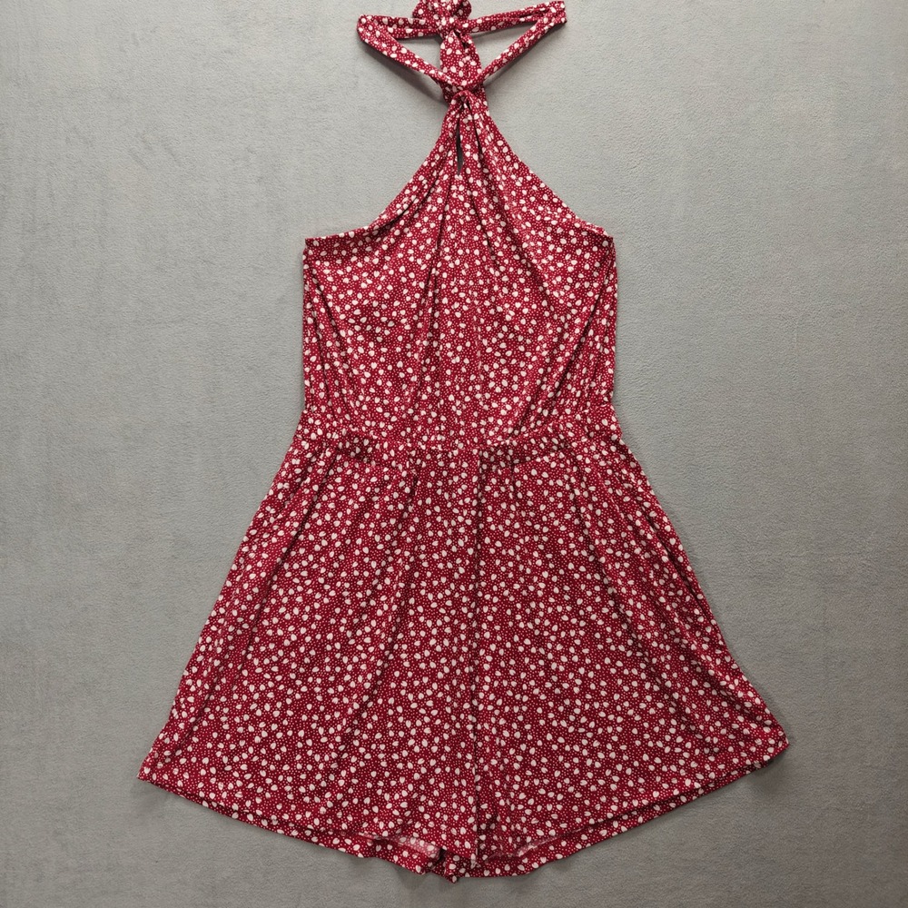 Banana Republic Red Polka Dot Romper Womens Medium Halter  NWT